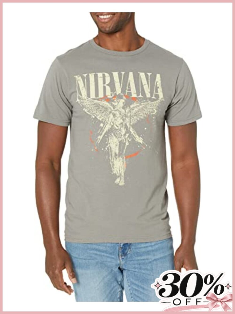 Officially Licensed Nirvana In Utero Cotton Graphic T-Shirt Short Sleeve